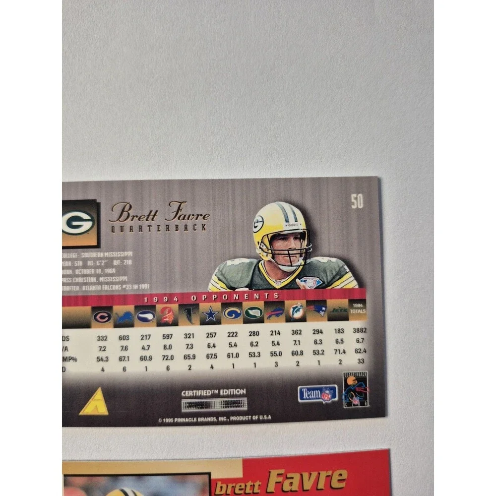 Brett Favre 2 Card Lot 1995 Pinnacle Select Certified & Bowman's Best Green Bay